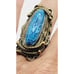 Vintage Etruscan Stone Brass & Alpaca Adjustable Ring (A412)