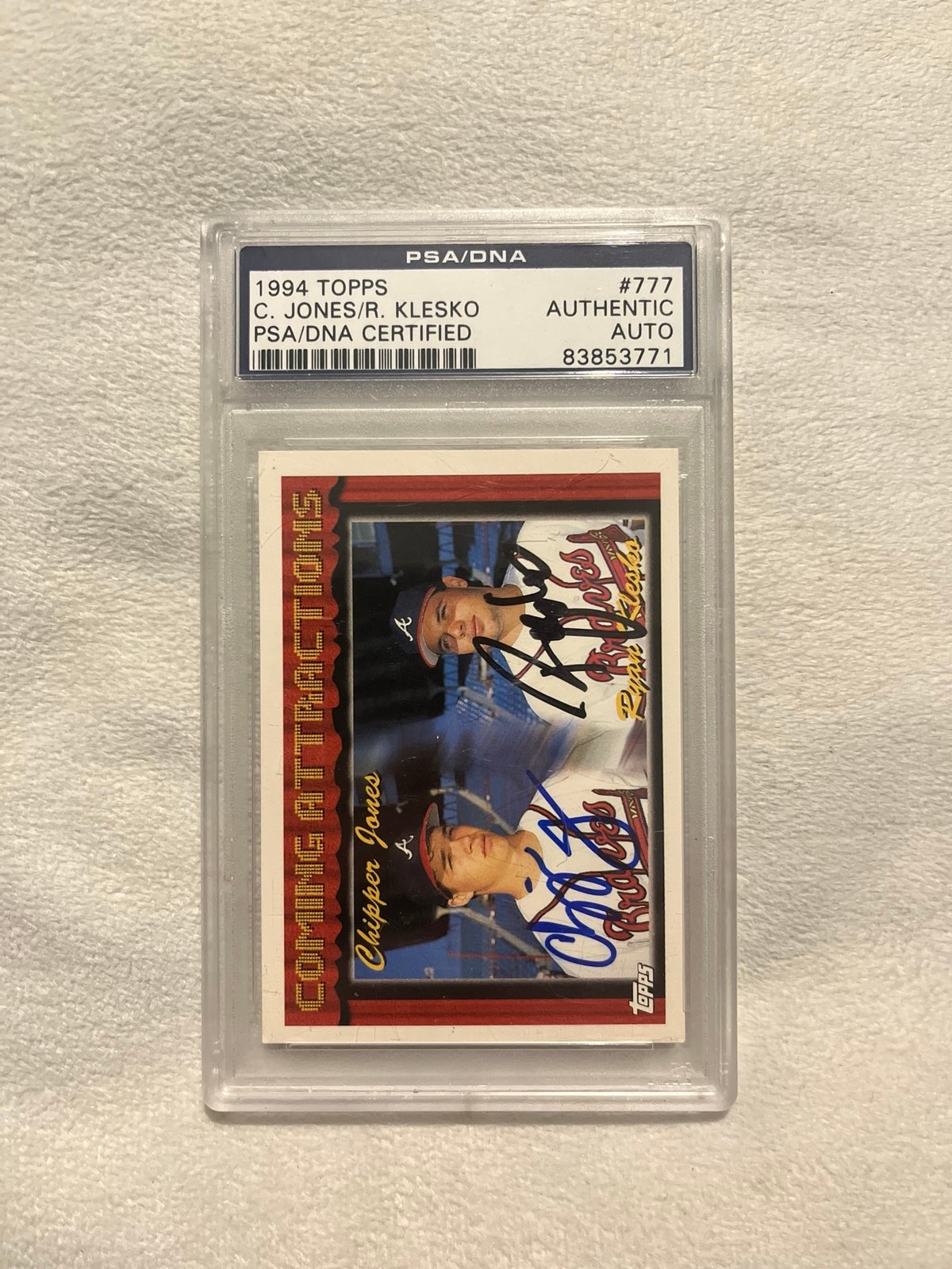 1994 Topps C.Jones/ R. Klesko Autographed Baseball Card
