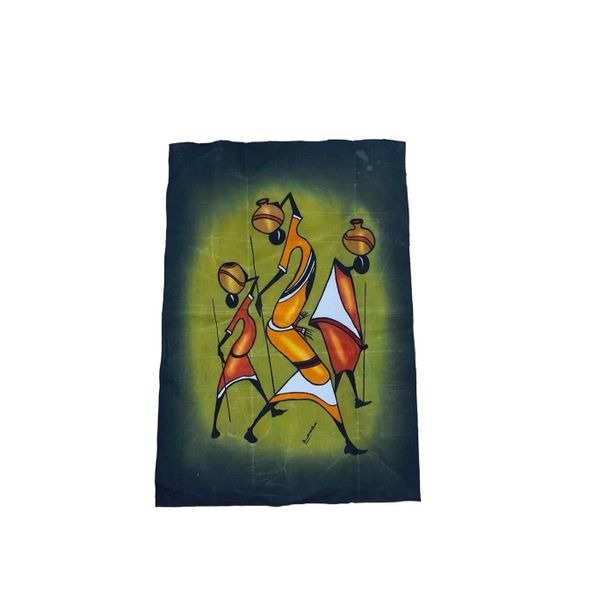 Kenya Green Batik 3 Women Gatherers Painting Home Decor African Art Wall Hanging