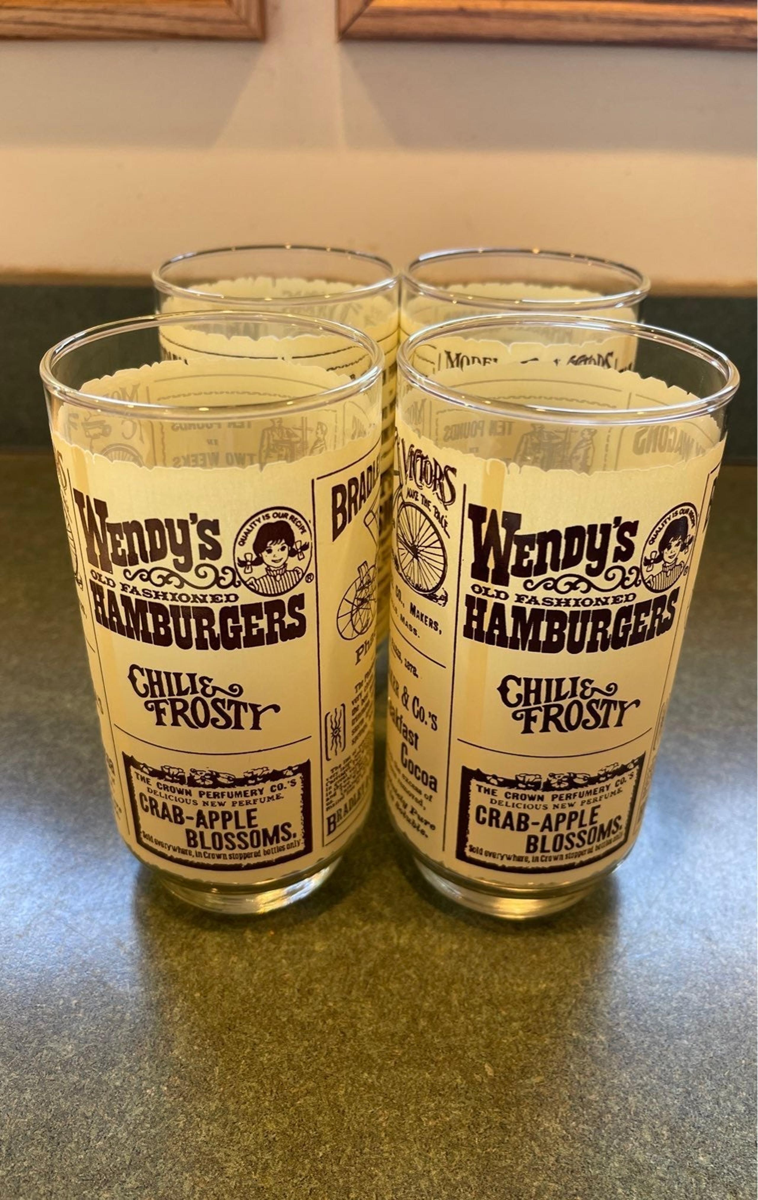 Set of 4 Vintage Libbey Wendy’s Hamburgers Advertising Drinking Glasses