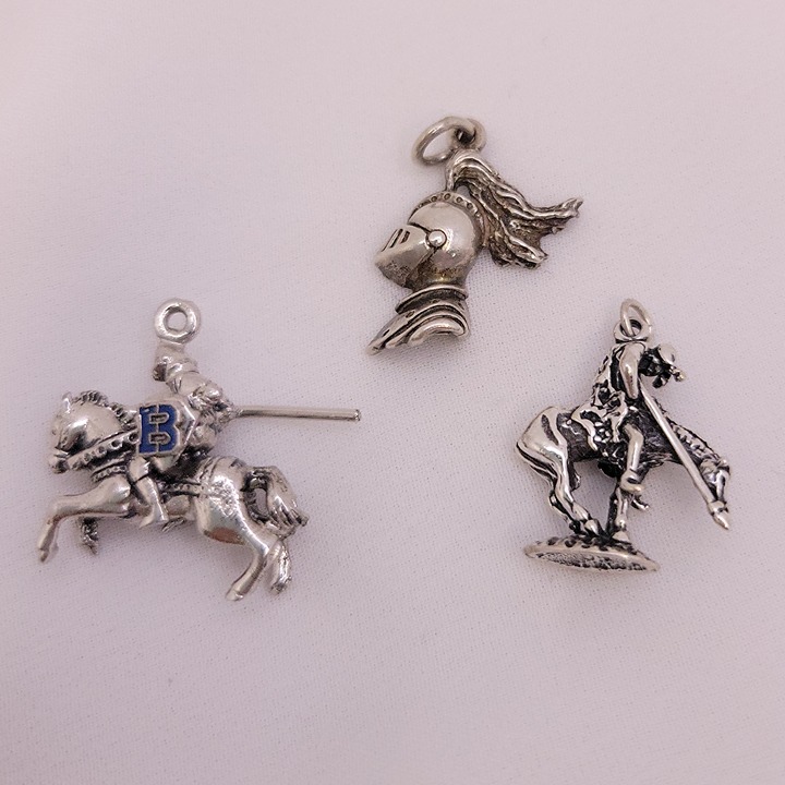 Lot of 3 Medieval Jousting Themed Bracelet Charms