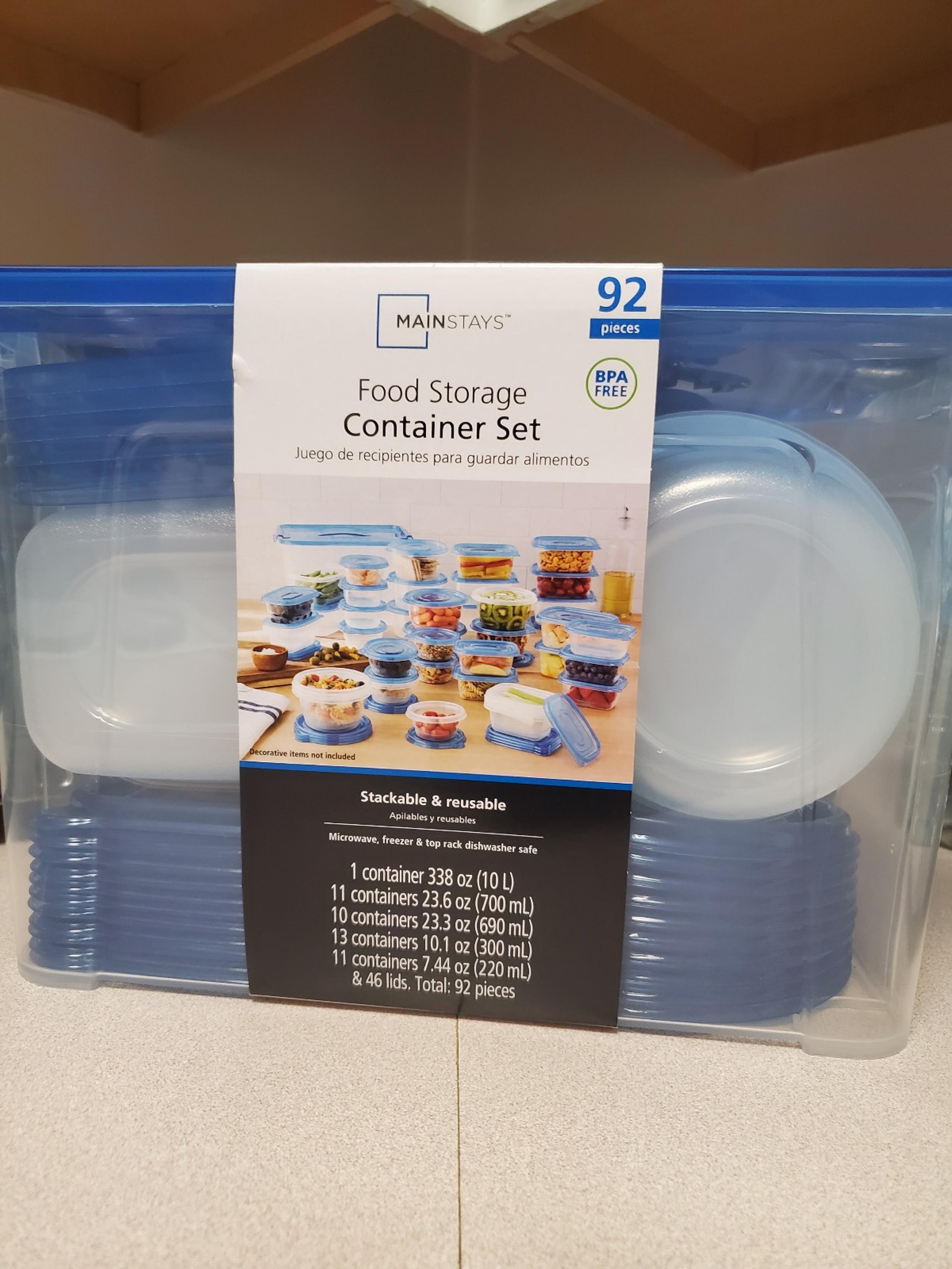 Mainstays Food Storage Container Bundle with Snap Closure Bin with Handle