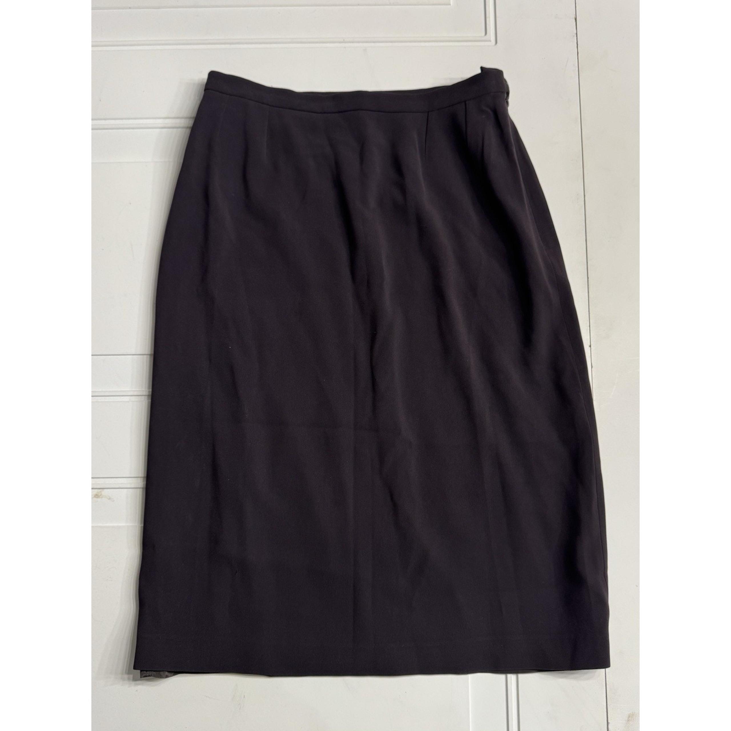MaxMara Vintage Skirt Women's Size 6 Black Midi Pencil Pleated Lines Skirt