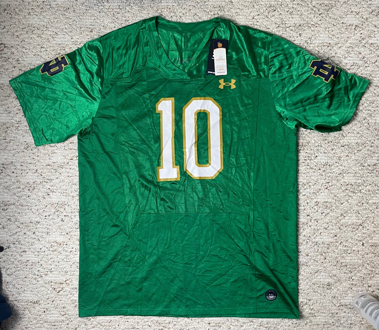 New Sz 2XL Men’s Under Armour Notre Dame Fighting Irish Sam Hartman Jersey Green