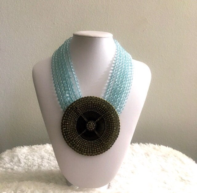 Heidi Daus Signature Disc Aqua Necklace
