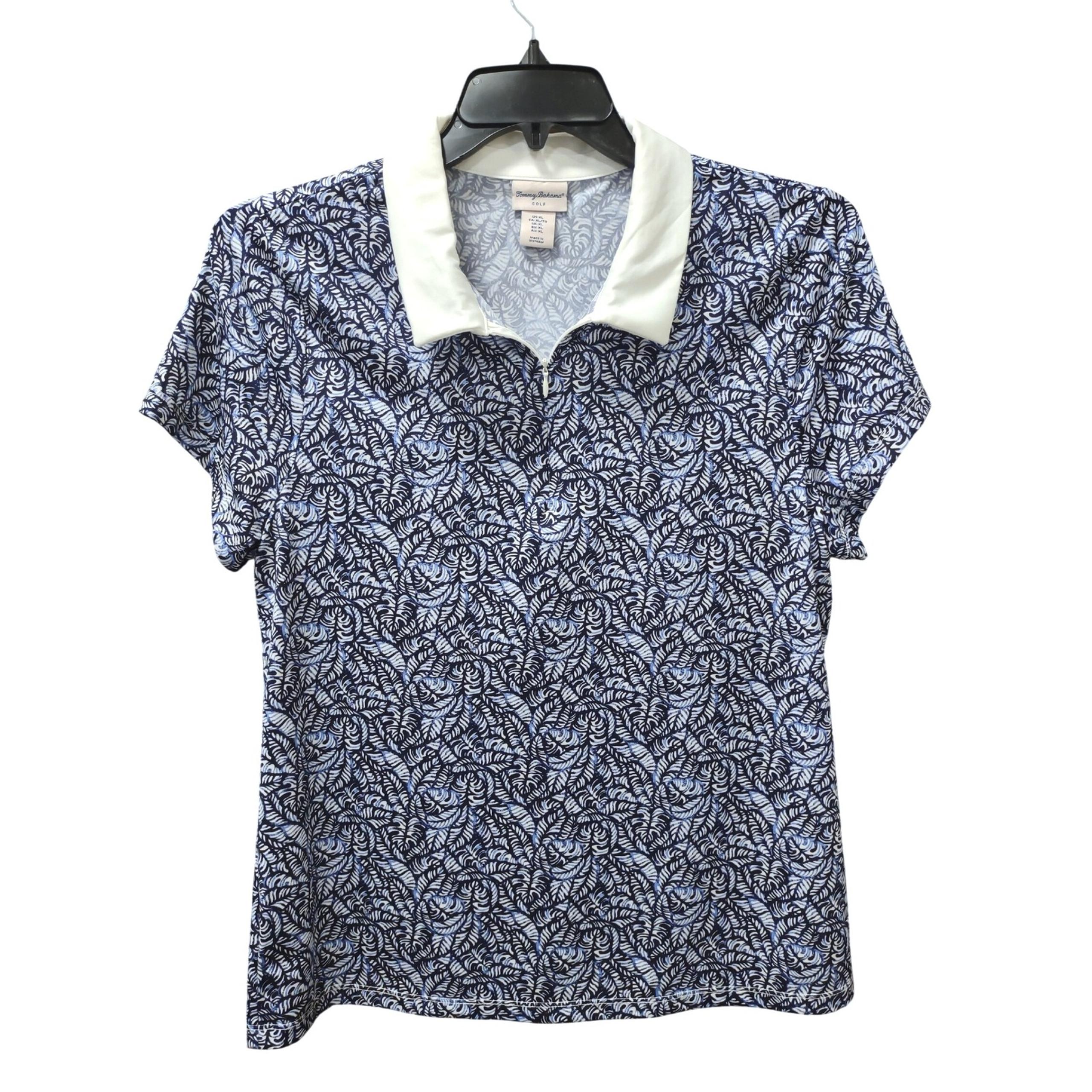 Tommy Bahama Women's Golf Polo Shirt Leaf Print Short Sleeve Collared XL