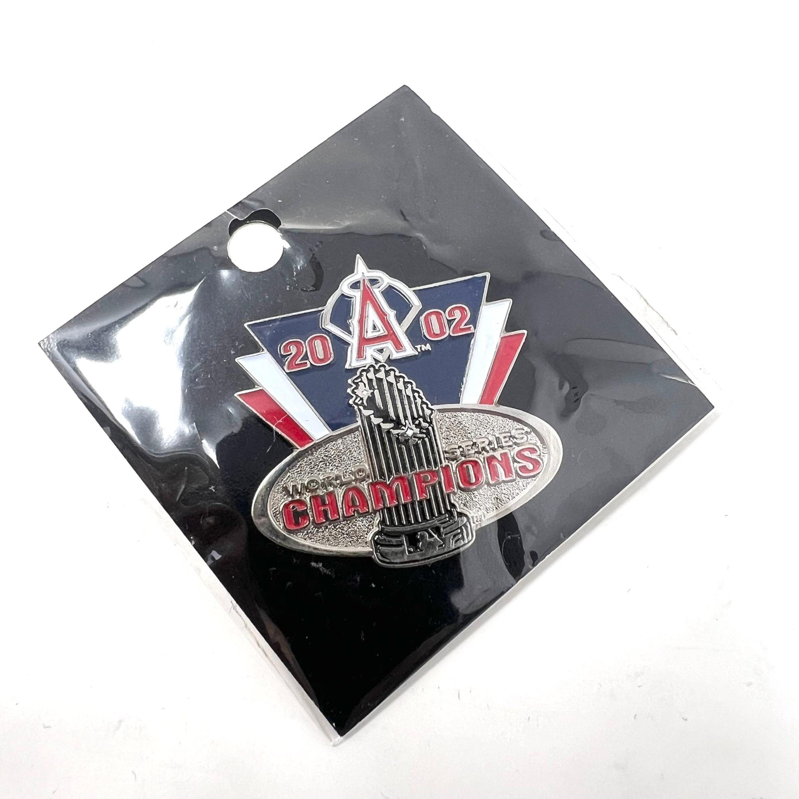 VTG 2002 Anaheim Angels MLB World Series Champions Lapel Pin Silver Blue Red NOS