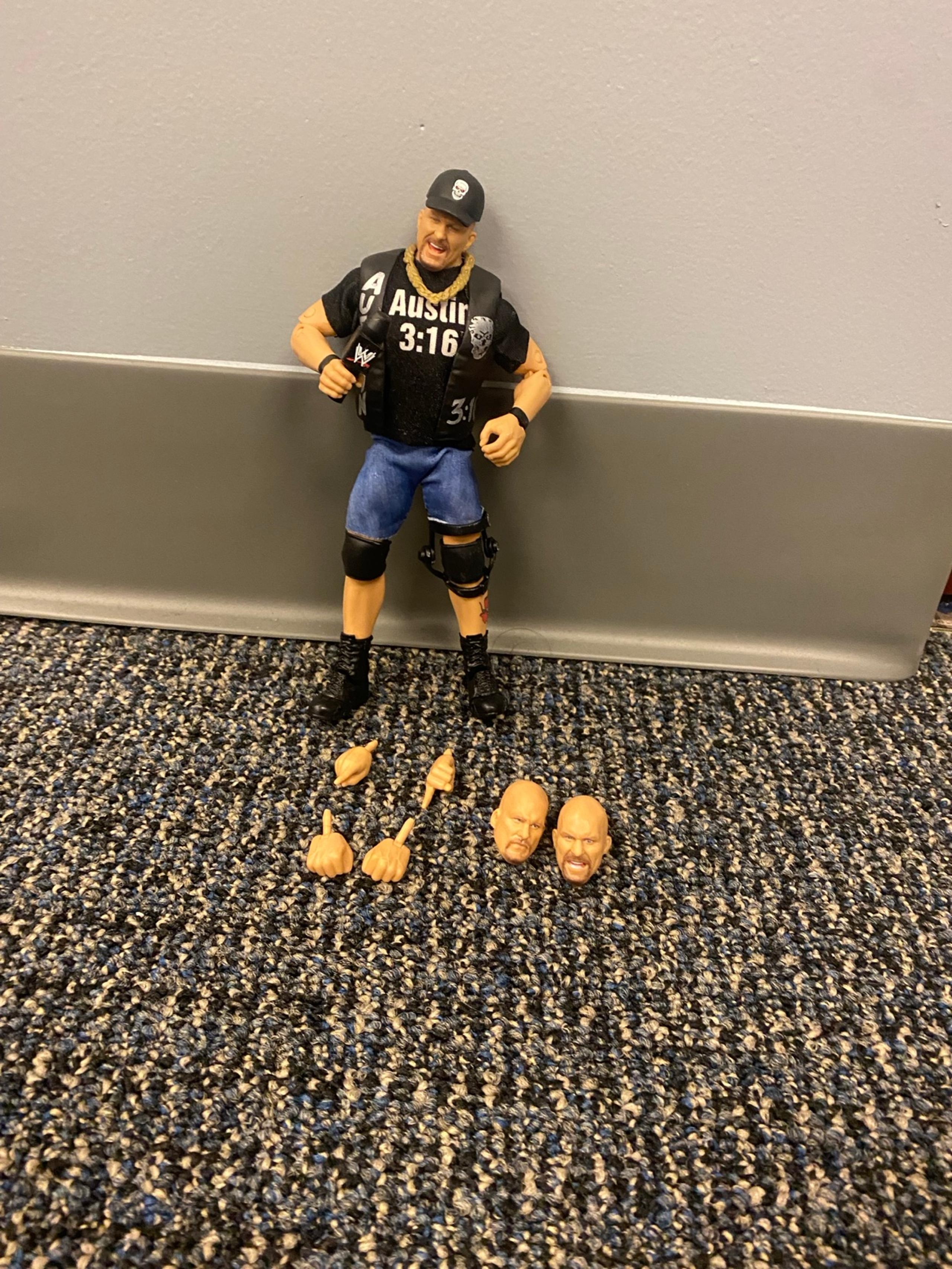 WWE ultimate edition stone cold Steve Austin custom shorts rattlesnake figure