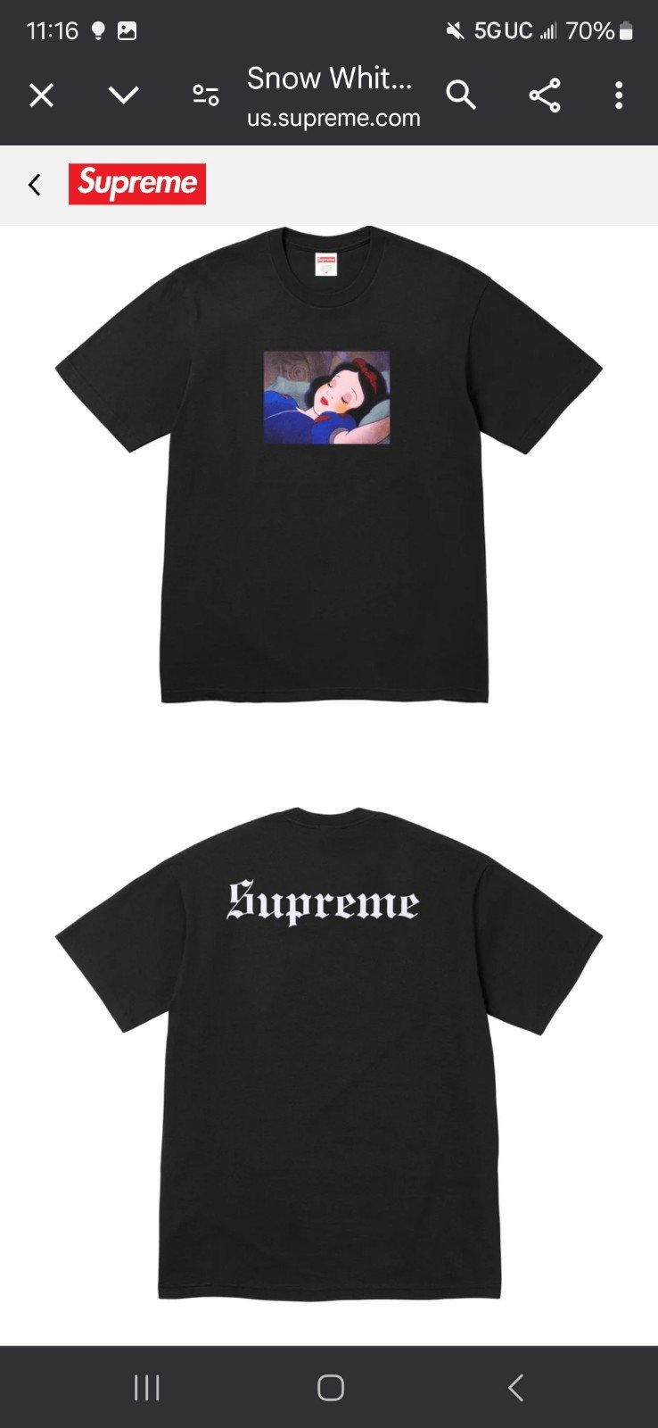 Supreme Snow White FW 2024 tee