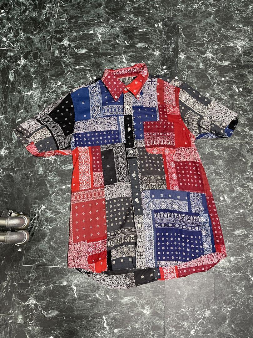 SOPHNET. Paisley Multi-Bandana Pattern Short Sleeve Shirt, SOPHNET., Size M