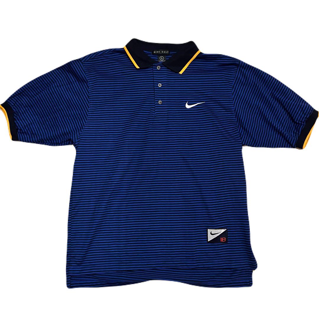 Excellent Condition NIKE GOLF Golf Polo Shirt Navy Stripe Size L