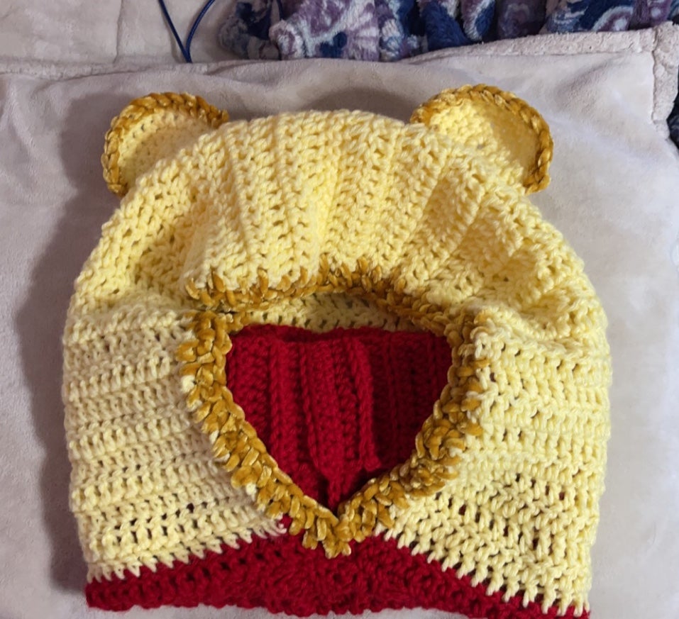 Crochet Winnie the Pooh Hooded Cowl
