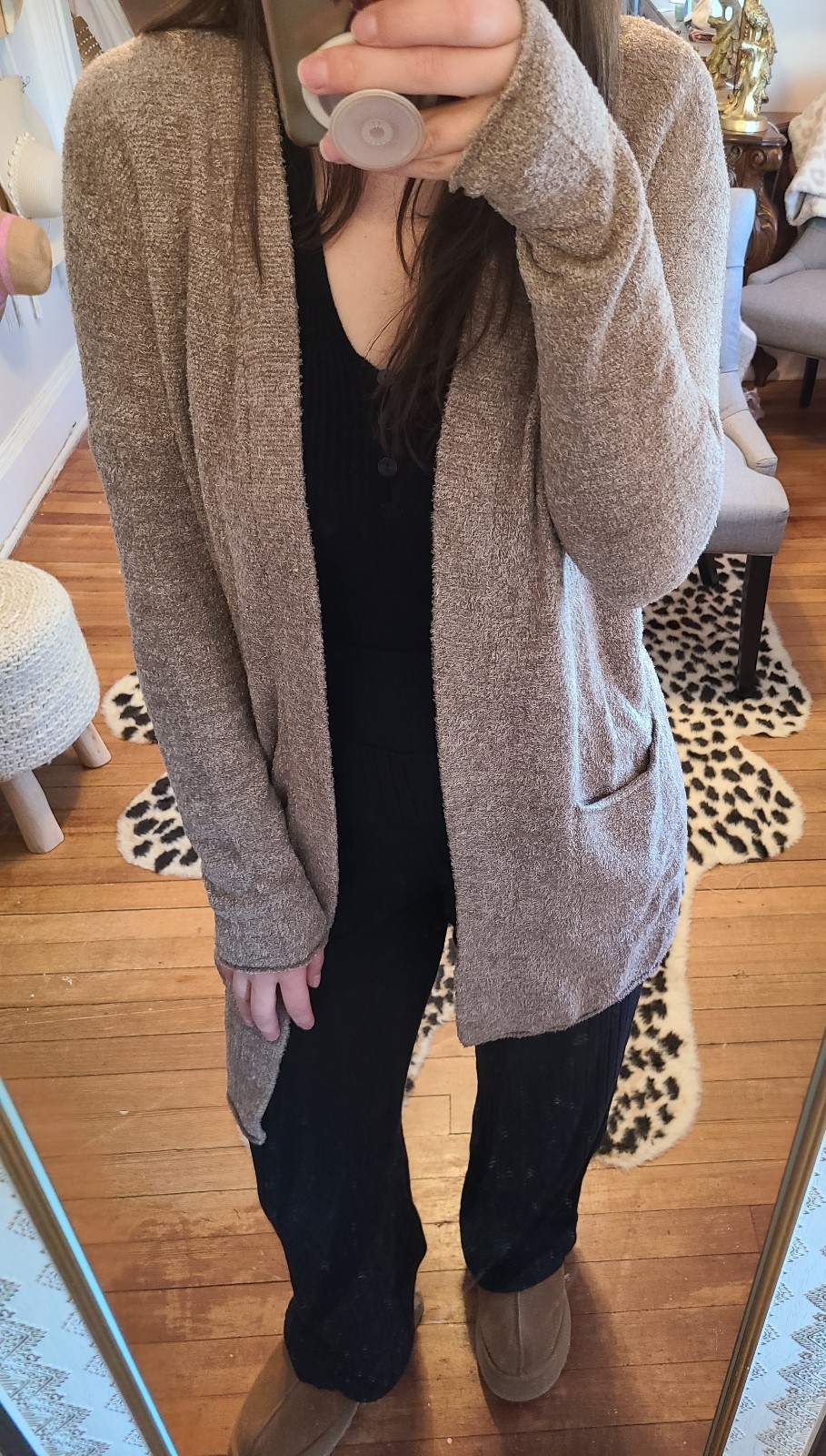 Barefoot Dreams CozyChic Lite Cardigan in Mocha