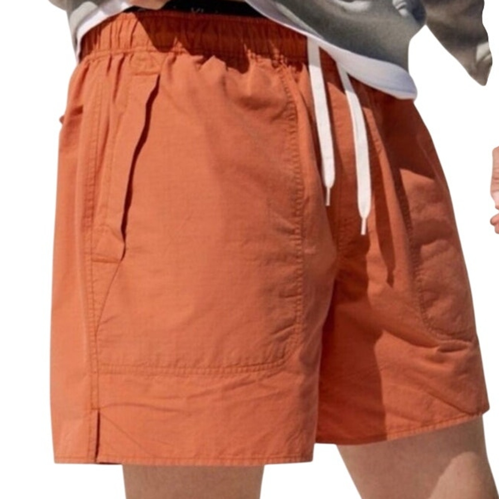 AYR The Dirtbag Elastic Waist Drawstring Shorts Rind Burnt Orange-Size M