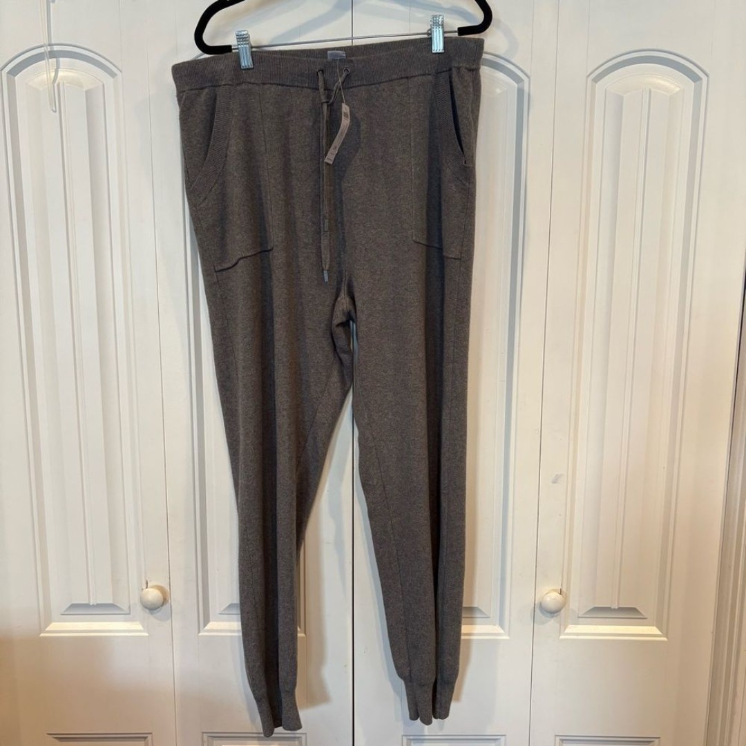 Chico’s Zenergy Gray Cotton Cashmere Cozy Jogger Pants Size 2 (Large)