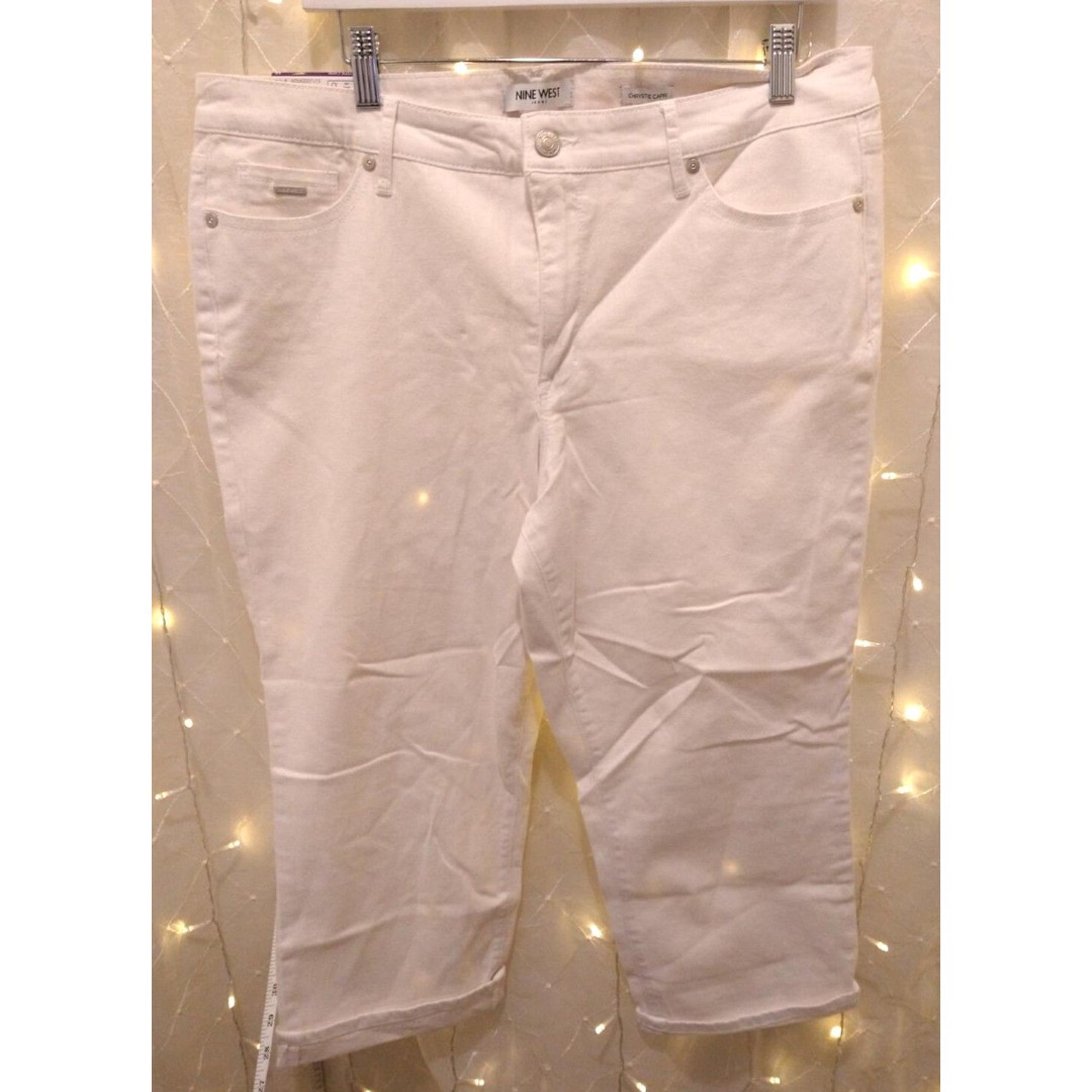 NINE WEST CHRYSTIE CAPRI 16 WHITE PANTS TWILL CROPPED CHIC COASTAL BRIGHT