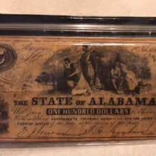 Antique Alabama Confederate 100 Note