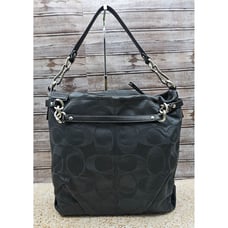 Coach Signature Black Canvas Logo Shoulder Tote Bag