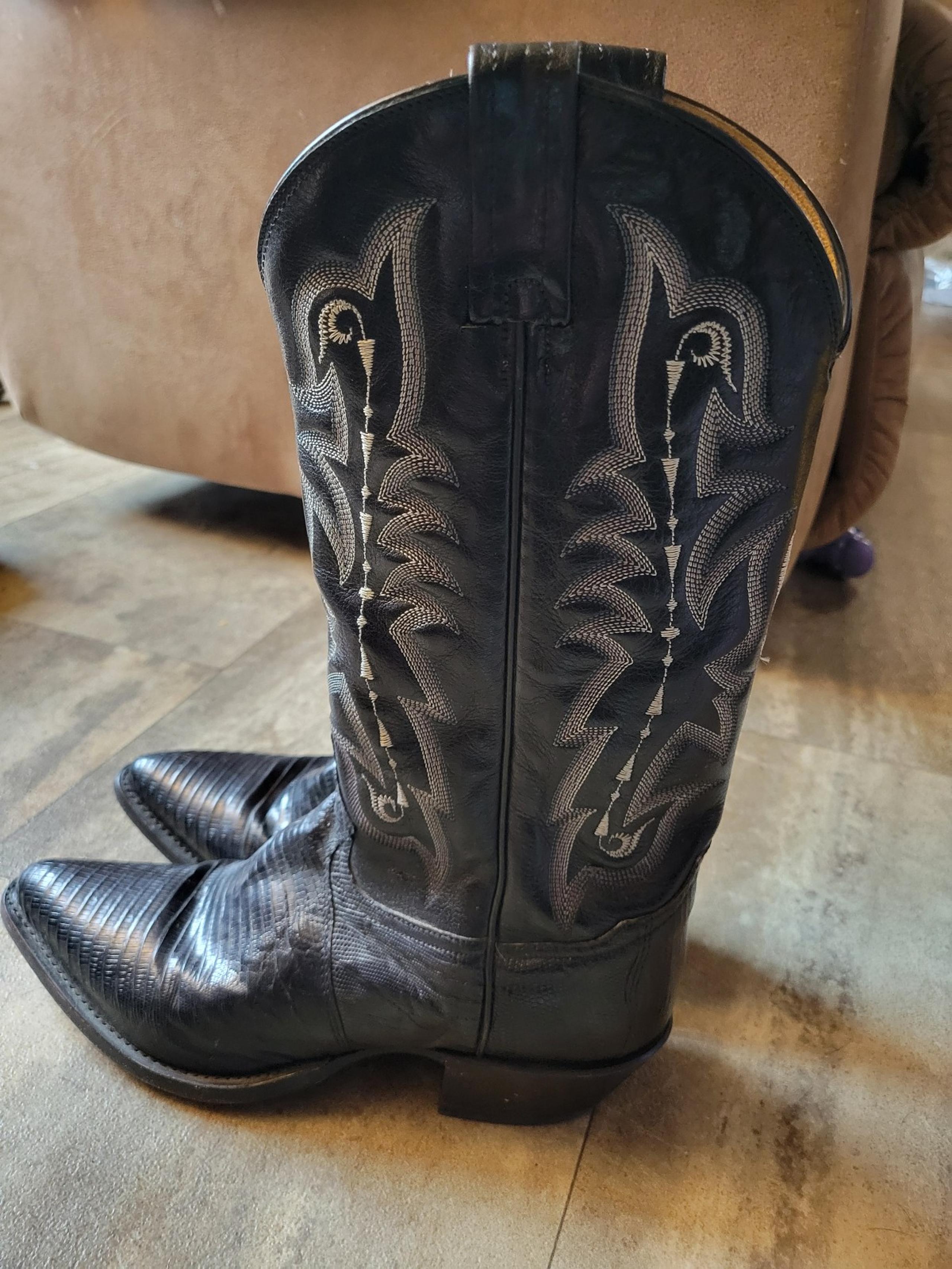 Womens Tony Lama Cowboy Boots Size 10 black lizard