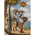 Vintage African Coffee Trade Tray Metal Figural Beautiful Colors Shipping Coffee