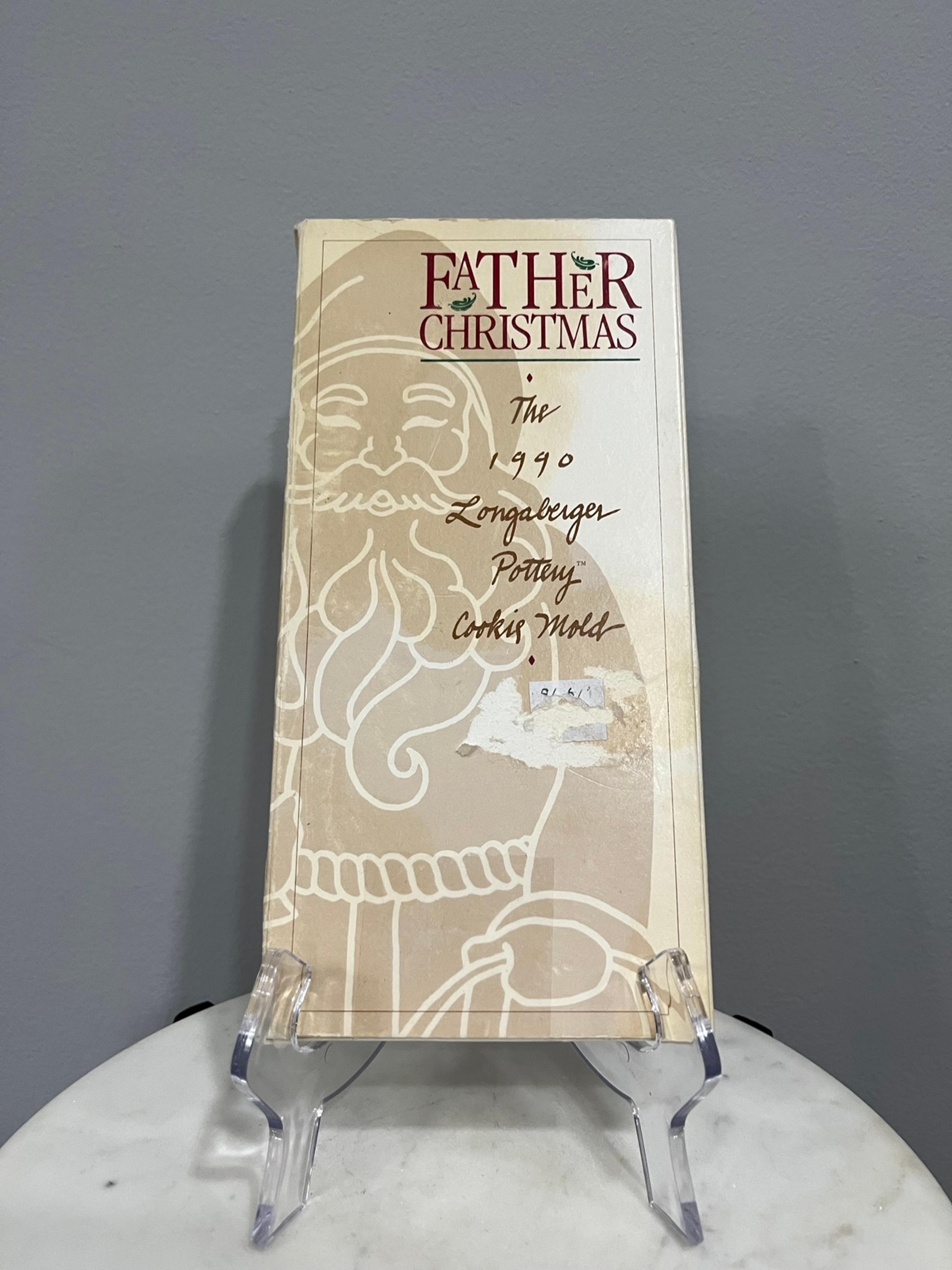 Vintage 1990 Father Christmas Longaberger Pottery Cookie Mold w/ Box & Recipes