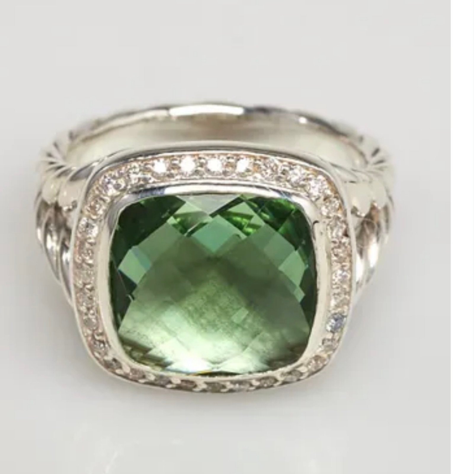 DESIGNER PRASIOLITE 14MM RING