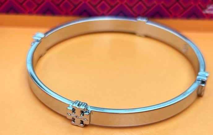 Tory Burch silver colored t bangle bracelet