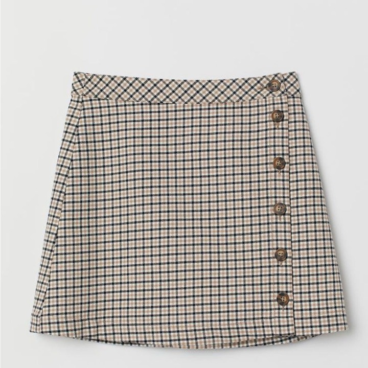 H&M Tweed Plaid Check Front Button Academia School_