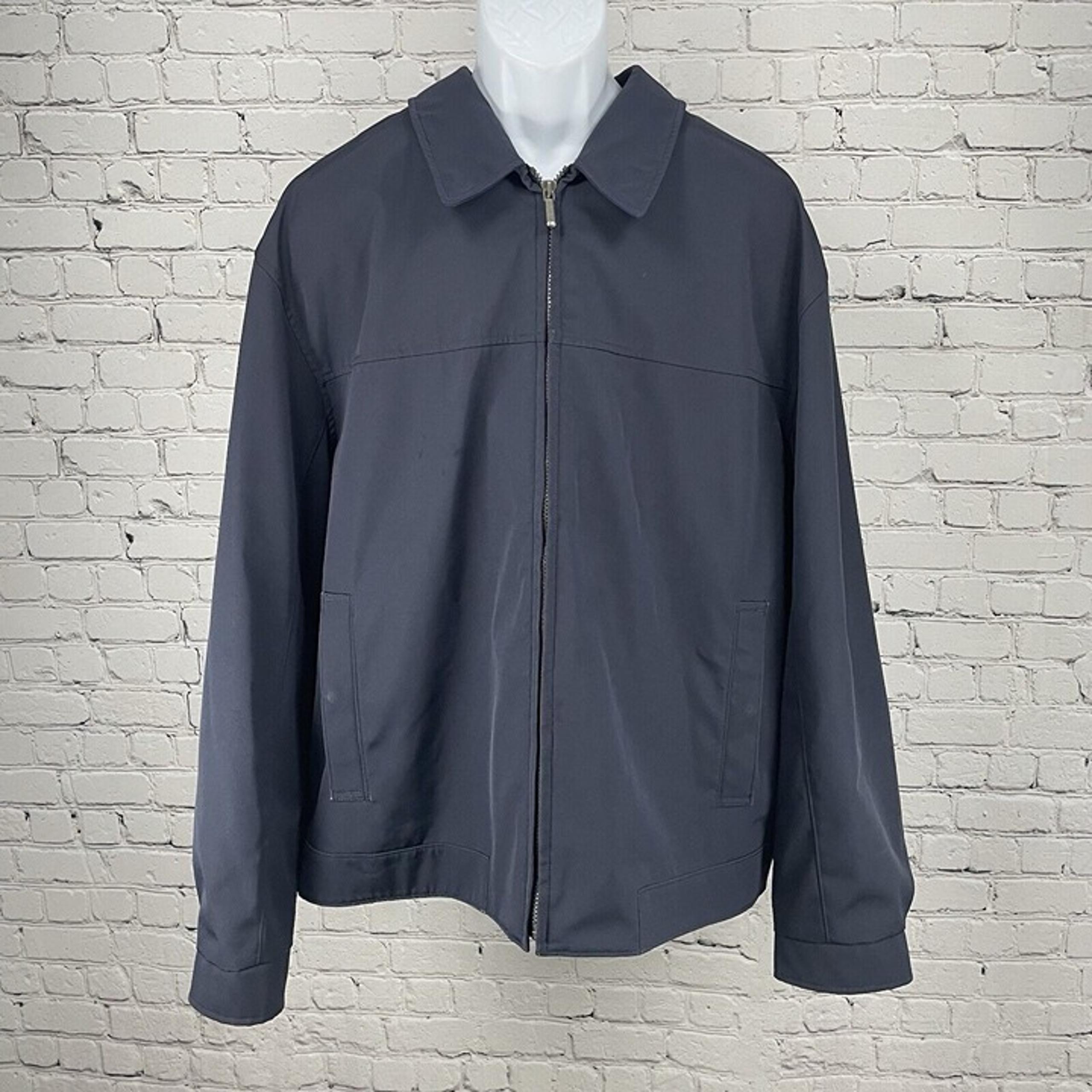 London Fog Navy Lightweight Zipped Collar Pockets Rain Jacket Men’s Size 2XL