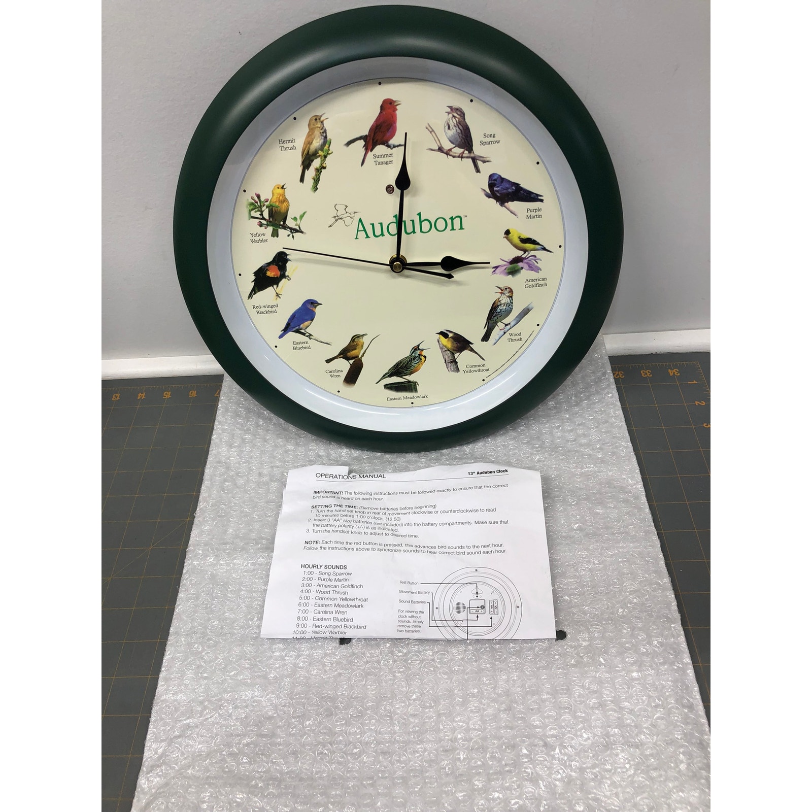 Audubon Singing Bird Wall Clock 13 New Open box