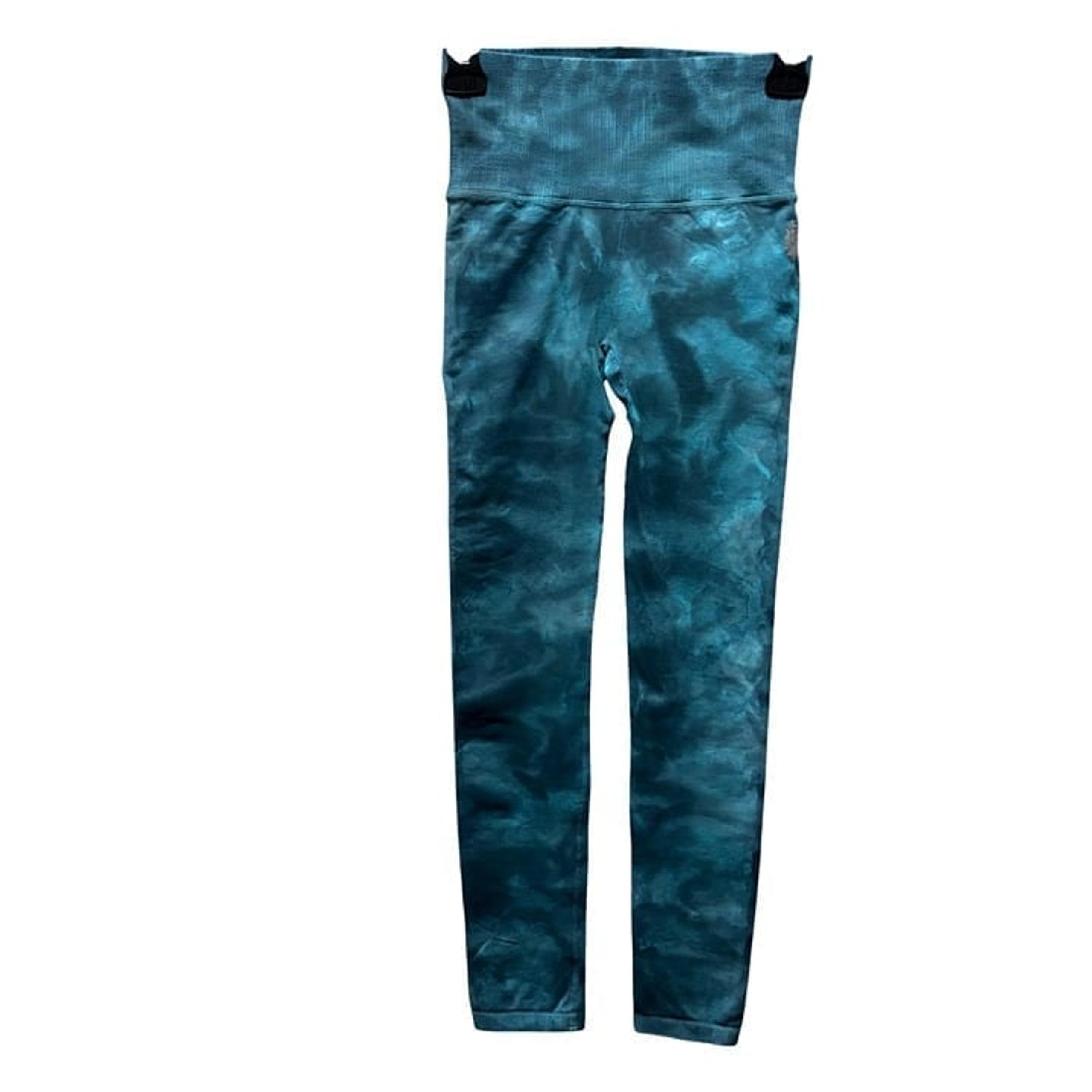 Free People Womens Good Karma Tie Dye Yoga Leggings Blue Peacock Size XS/S