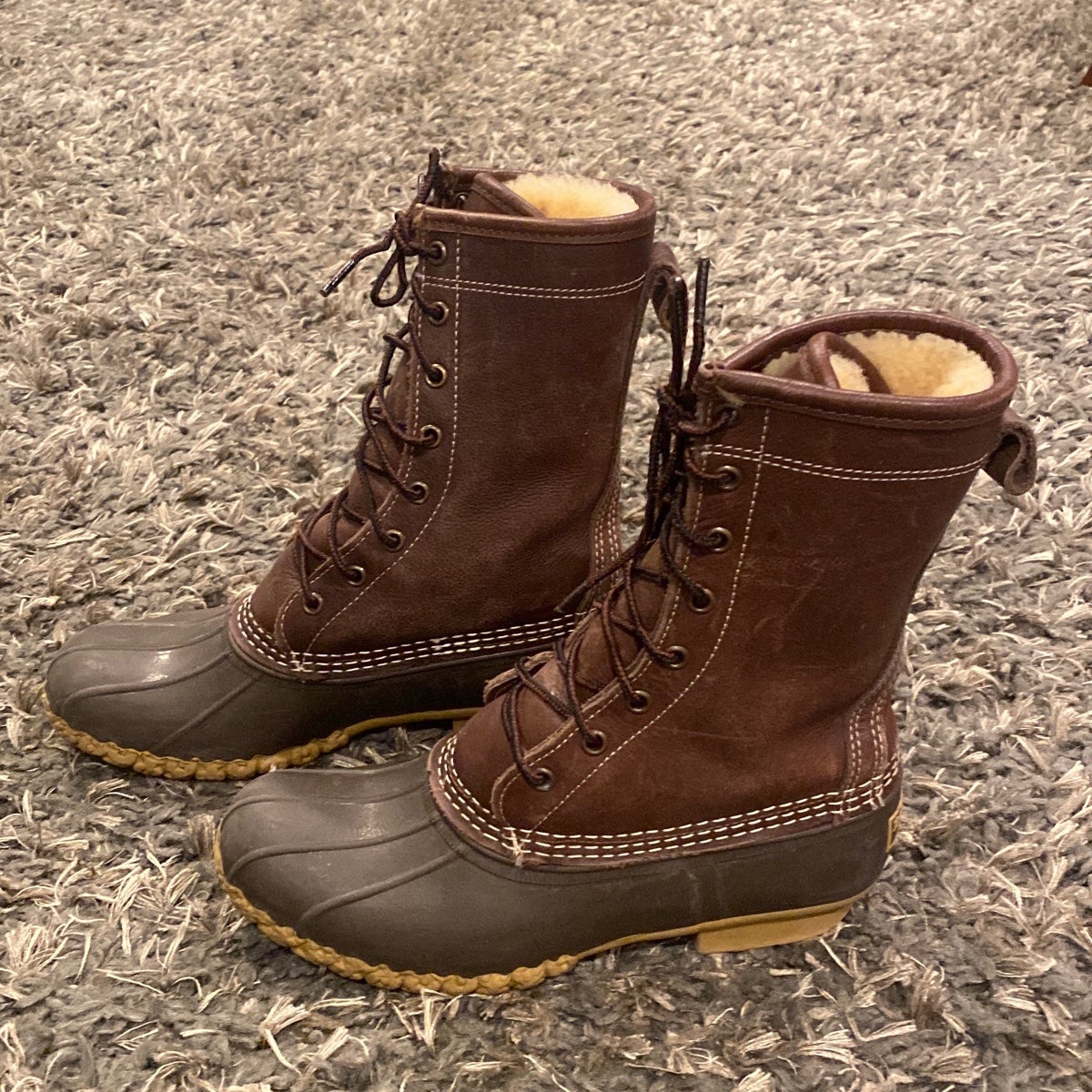 L.L. Bean Women’s 8” Brown Leather Shearling Lined Bean Boots Size 7 Narrow