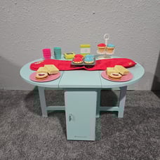 American girl doll baking table and treats