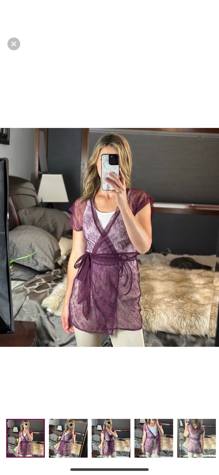 Victoria’s Secret Lace Short Sleeve Purple Robe, Small
