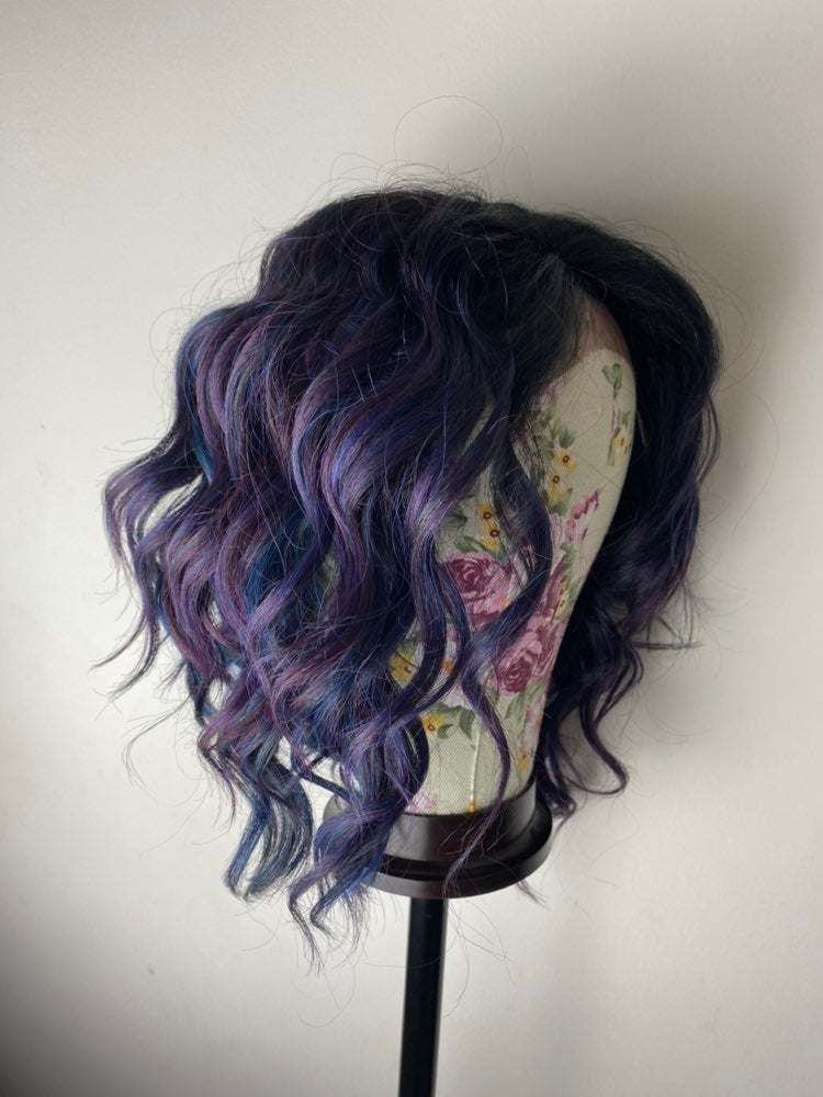 ALA 14” BLUE PURPLE OMBRE BOB WAVY WIG