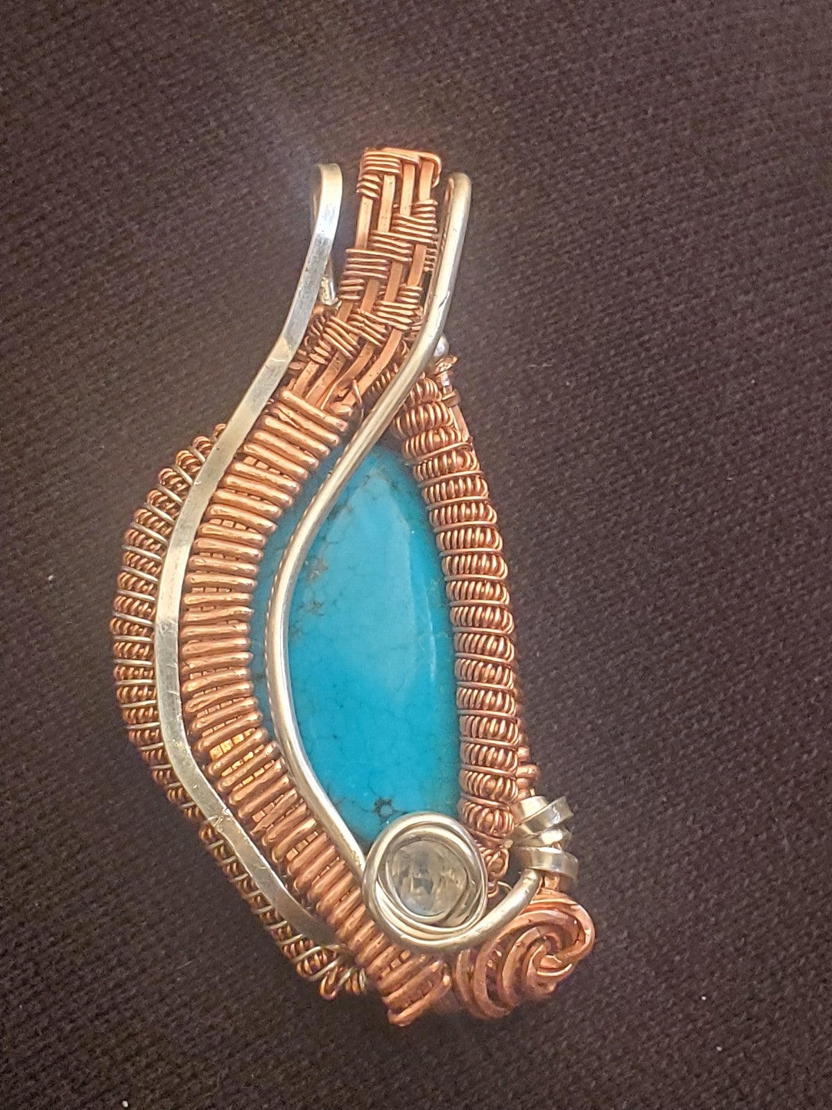 Wire wrapped turquoise pendant