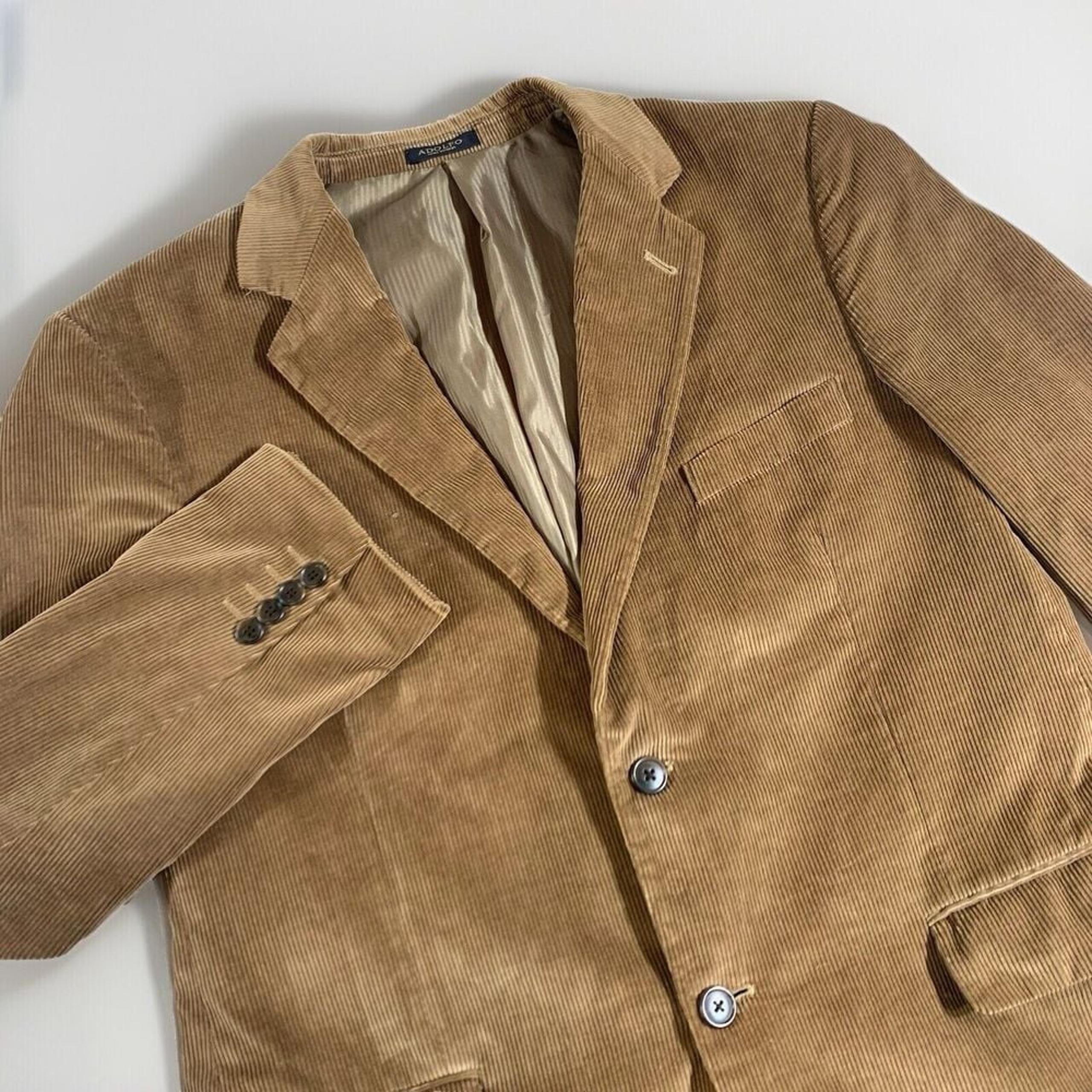 Adolfo Men's Sz 42R Brown 100% Cotton Corduroy Sport Coat Blazer