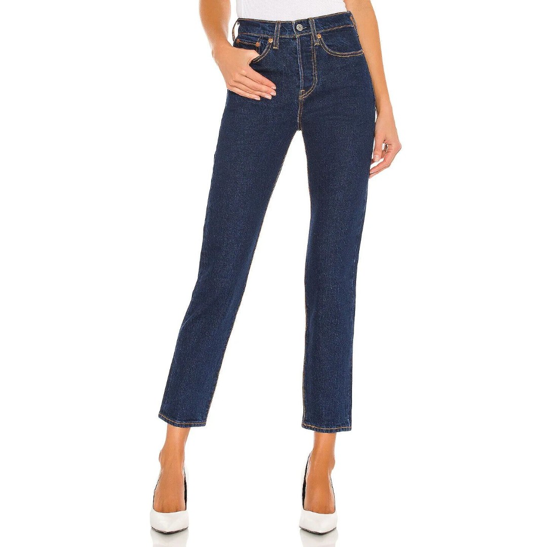Levis Premium Womens Denim Jean 27 Wedgie Icon Blue High Rise Button Fly Taper