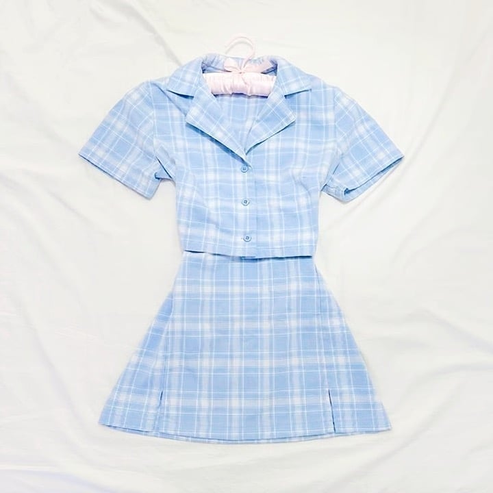brandy melville plaid vivian top & cara mini skirt set