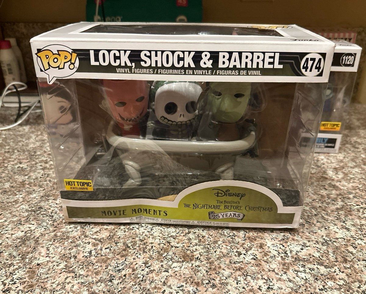 Funko pop Disney’s nightmare before Christmas walk, shock and barrel large pop