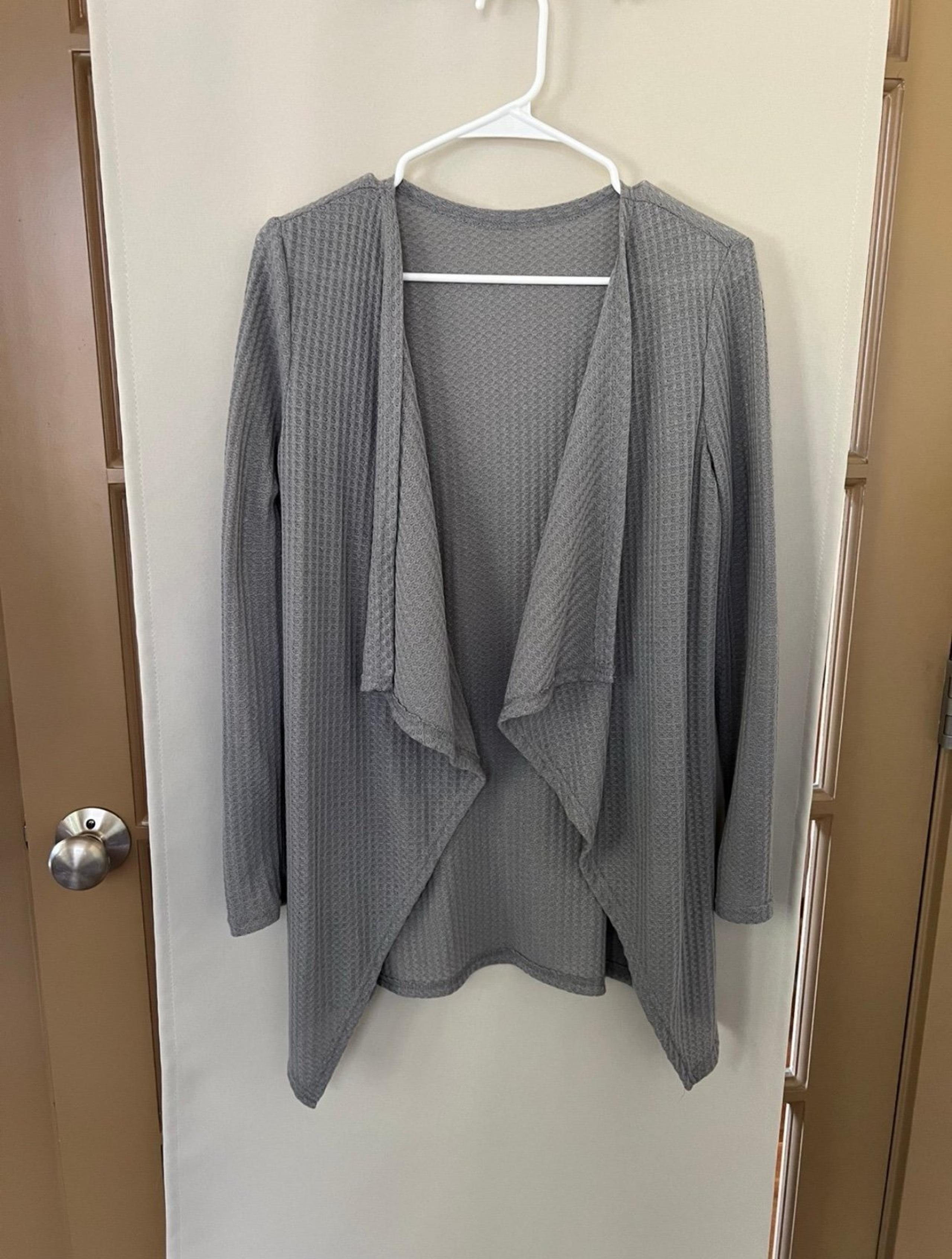 Shein Womens Medium Grey Lightweight Waffle Knit Cardigan