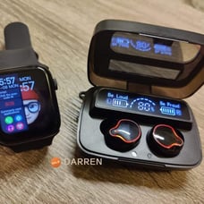Smart Watch Heart Rate Monitor Bluetooth Call + Wireless Earbuds Earphon