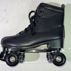 SZ 9 Roller Skates for Men and Women, Black Derby Roller Skates with 4 Shiny Whe
