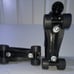SZ 9 Roller Skates for Men and Women, Black Derby Roller Skates with 4 Shiny Whe