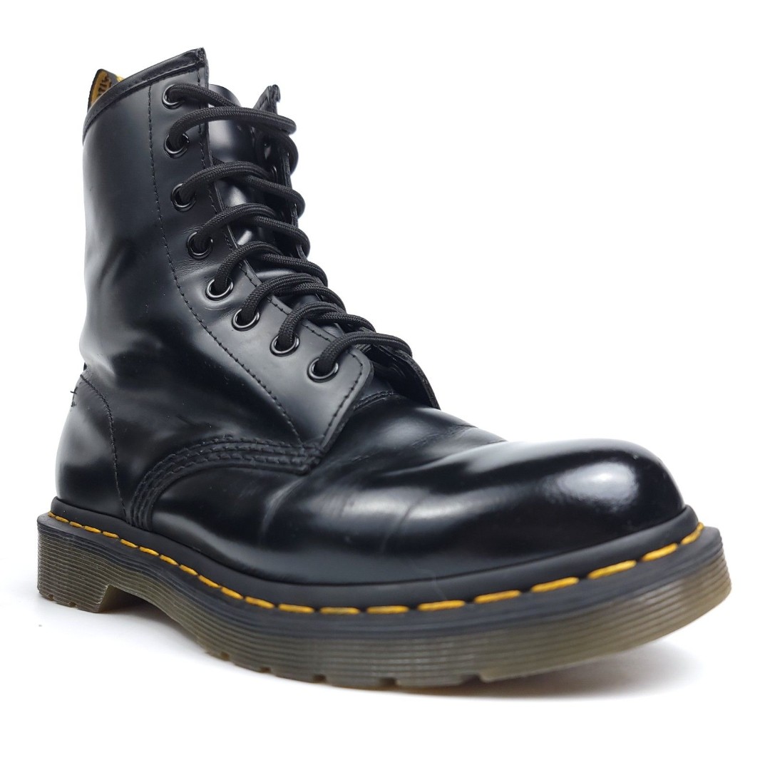 DR. MARTENS 1460 Black Smooth Leather Grunge Goth Combat Boots Womens 7 Workwear