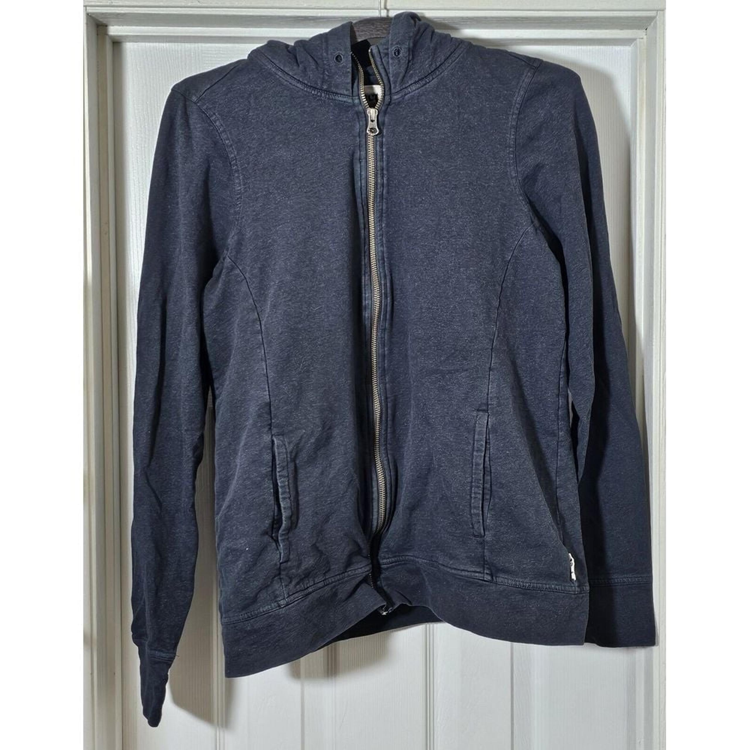 Pact Full Zip Hoodie Womens Large Blue Hand Pockets Thumbholes