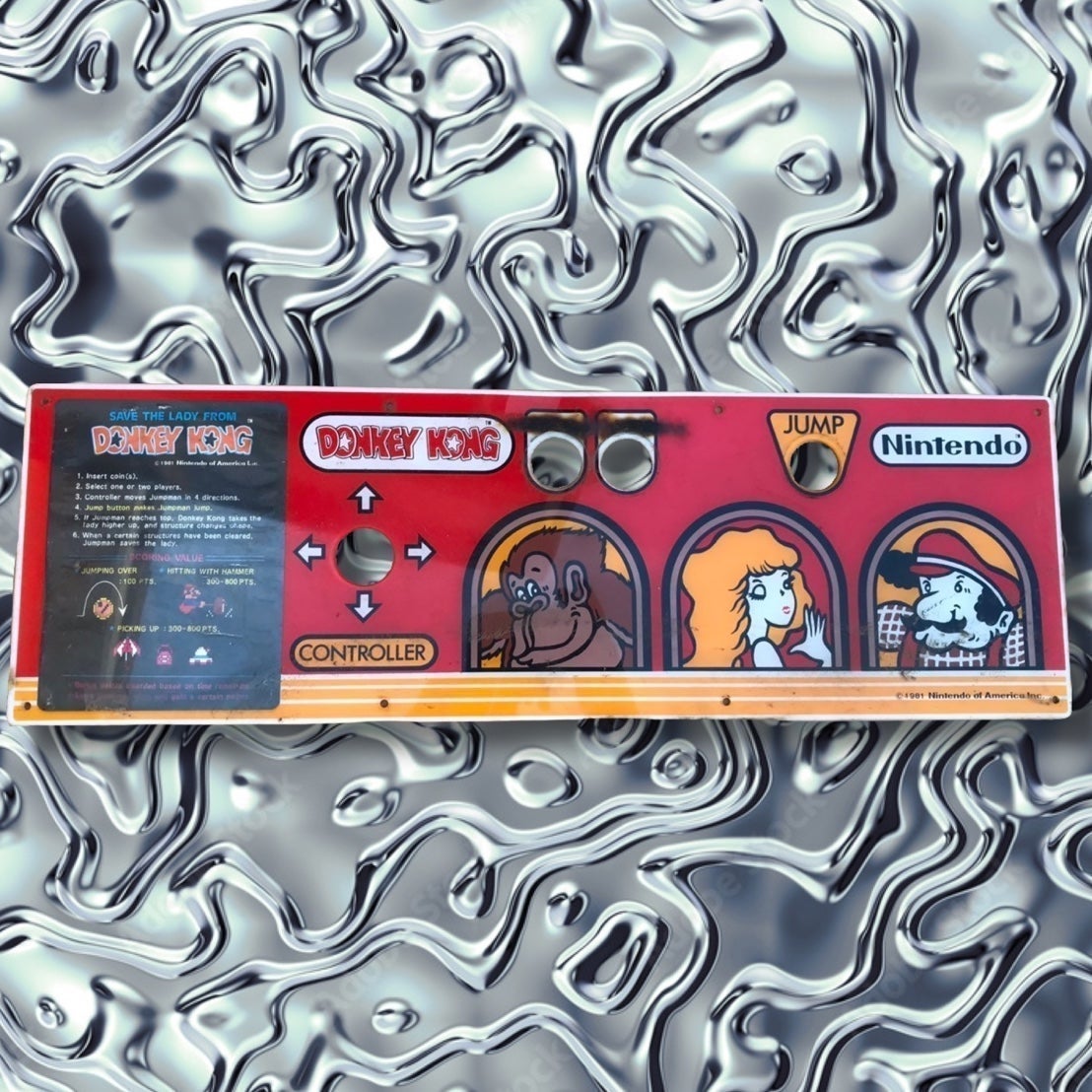 Donkey Kong Nintendo Arcade Game Control Panel Overlay