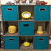 Foldable Fabric Storage Bins | Set of 6 Cubby Cubes with Handles | Aqua