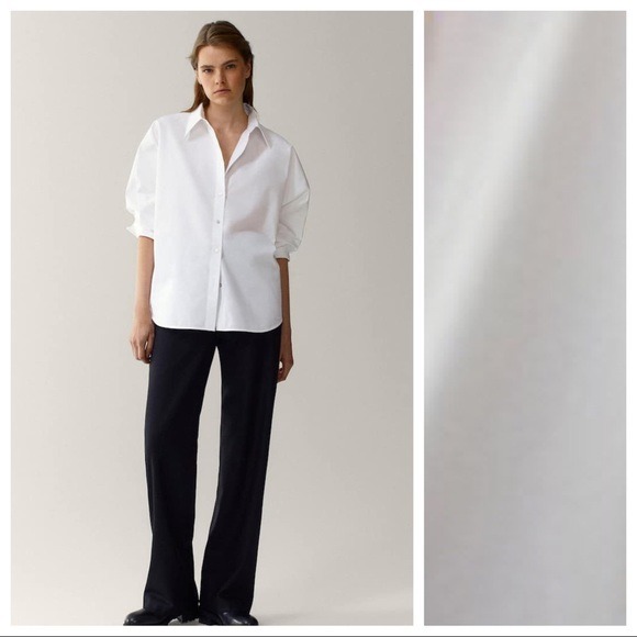 NWT. Massimo Dutti White Oversized Poplin Shirt. Size S.