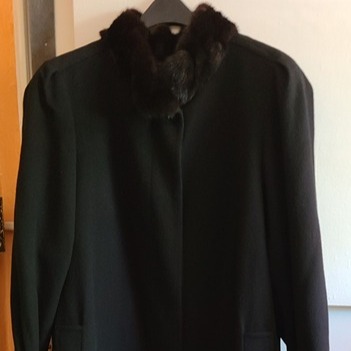 Vintage J. Percy for Marvin Richards Womens Black Wool & Brown Fur Coat Size 22